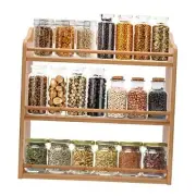 Bamboo Spice Rack, Seasoning Jars Rack Shelf Spice 3 Tier Counter Top