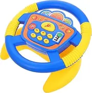 Steering Wheel for Car Backseat with Rotation Simulation Driving Experience Develops Auditory Skills and Imagination for Adaptable Base for Stroller Seat Use