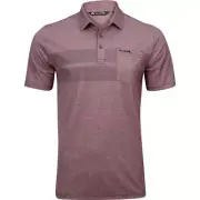 TRAVIS MATHEW Men's S/S Polo LINDQUIST BEACH - Heather Mauve Wine - Medium - NWT