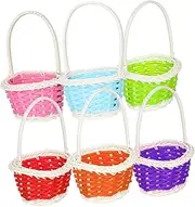 Alipis 6Pcs Small Woven Baskets Lightweight Easter Egg Baskets Flower Baskets Candy Storage Baskets with Handle for Home Decor