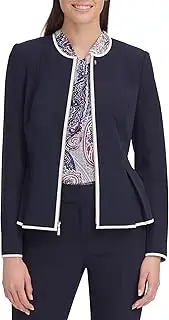 [Tommy Hilfiger] Women's Peplum Collarless Zip Front Blazer Jacket