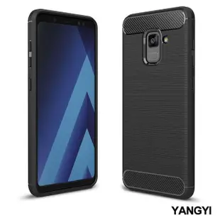 【YANG YI 揚邑】Samsung Galaxy A8 plus 2018 6吋 碳纖維拉絲紋軟殼散熱防震抗摔手機殼(A8+)