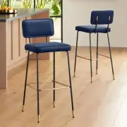 Marc 29 1/4" High Blue and Gold Barstool Set of 2