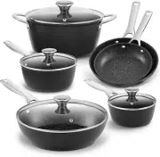 Nonstick Pots and Pans Set, Induction Hob Pans Set, 10pcs Kitchen Cookware Cooki