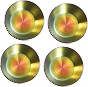 MAGICLULU 4pcs Stainless Steel Plate Sauce Dishes Seasoning Holder Lid Divided Serving Dishes for Condiments Bowl for Sauce
