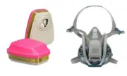 3M QUICK LATCH HALF FACE RESPIRATOR MASK & 2- P100 MULTI GAS VAPOR CARTRIDGE SML