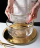 金邊創意水果沙拉碗家用耐熱玻璃碗透明碗甜品碗小碗大號碗攪拌碗