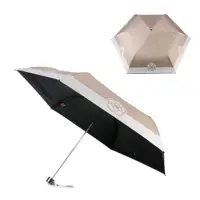 在飛比找momo購物網優惠-【CLATHAS】山茶花拼色抗UV輕量摺疊傘晴雨傘(奶茶色/