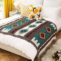 在飛比找ETMall東森購物網優惠-波西米亞印第安復古風沙發毯子民宿布置床蓋巾流蘇針織沙發巾桌布
