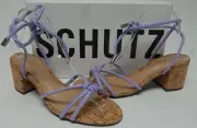 Schutz Suzy Mid Block Size US 8.5 M (B) Women's Lace Strap Sandals Smoky Grape