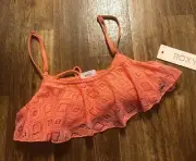 NWT*Roxy Swimsuit Bikini Peach Flutter Top JUNIORS SZ: L/Large~Ret:$46-