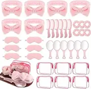 36 Set Spa Sleepover Party Supplies for Girls, 6 Pink Spa Headb 6 Pink Sleep Eye Mask 6 Velvet Hair Scrunchies 6 Organzer Bags 6 Mirrors 6 Combs for Slumber Party Spa Party Favors Gift Sleepover Party