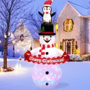 6FT Christmas Inflatable Snowman Decorations, Blow Up Snowman Penguins with B...