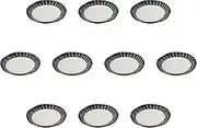Set of 10 Fuchi Carved Tokusa 5.0 Plates, Black, 6.1 x 1.1 inches (15.5 x 2.7 cm) | Setomonohonpo