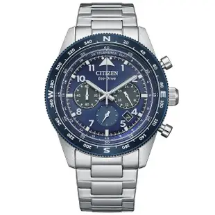 【CITIZEN 星辰】推薦款 紳士光動能 三眼計時腕錶-藍(CA4554-84L)