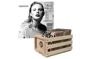 Crosley Record Storage Crate & Taylor Swifts Reputation Vinyl Album Bundle