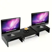 NNETM Adjustable Dual Monitor Stand Riser - Extra Long Office Desktop Organizer for 2 Monitors (Up to 48.2")