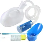2 Litre Urinal Bottle Unisex with Screw-Lid and Hose, Spill-Proof Urinal for Men Female Portable Urine Bottle with Cleaning Brush for Bedridden Person, Elderly(White)