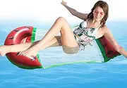 Pool Floats Adult Inflatable Pool Floats - Pool Hammock Inflatable Rafts for Adults - 4-in-1 Watermelon Lounge, Swimming Water Toy with Pump for Outdoor Sunbathing