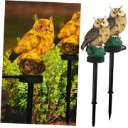 Owl Figure Solar LED Lights, Resin Garden Waterproof Decorations with 2 Pack