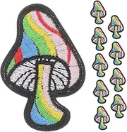 ARTSEWPLY 10Pcs Mushroom Patches for Clothing Wear Resistant Cartoon Sew Patches DIY Decorative Hat Patches for Covering and Personalizing Bags Backpacks and More