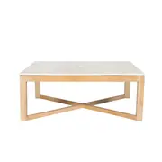 [James Lane] Milo Flute Mango Wood & Marble Top Coffee Table