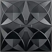Art3d PVC Drop Ceiling Tiles, Easy Glue-up Panels for Ceiling, Wall Decoration, 60x60 CM, 12 Pcs, Black Floral