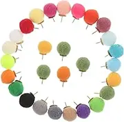 Generic 100pcs Fluffy Pom Pom Push Pins Decorative Cork Board Tacks for DIY Craft Projects Creative Office Decor and Home Organization Aesthetic Thumb Tacks for Personal Style