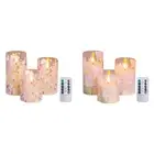 3Pcs Flower LED Candle Light Flameless Candles for Decor (Peach Blossom)