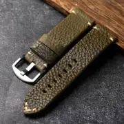 20mm-26mm Litchi Grain Cowhide Leather Watchband Vintage Soft Men Watch Bracelet