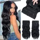 Clip in Hair Extensions Invisible Lace Weft Fake Hair Extension FULL HEAD Wavy