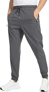 [Aosufei] Men's Slim Fit Stretch Hiking Pants Drawstring Casual Jogger Trousers Elastic Waist Outdoor Summer Pants