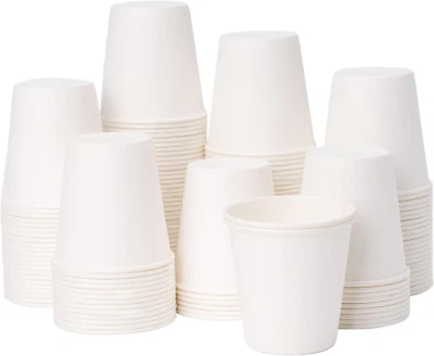 3 Oz 100 Pack Disposable Paper Coffee Bathroom Cups, Small White Mouthwash Cup f