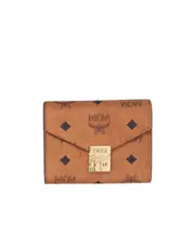MCM Visetos Monogram Printed Tri-Fold Wallet One size Brown