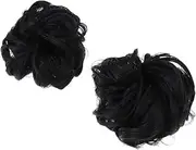 Vaguelly 2pcs Faux Hair Bun Maker Bun Maker for Women Girls Black Synthetic Hair Chignon Wig Ring Hair Plate Tool