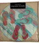 13” Glass Lazy Susan Turntable Table Counter Art Pretty Beach Flip Flop Sandals