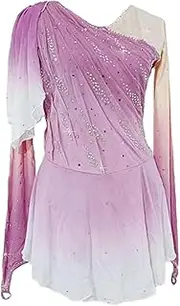 [Zagitova] Elegant Figure Skating Dress For Women, Long Sleeved Hook Finger Competition Performance Costume With Diamond