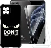 ESACMOT Don't Touch Pattern Case Compatible with Cubot C30 + [2 Pack] Screen Protector Tempered Glass, Shockproof Case Cover for Cubot C30 (6.4 inch)