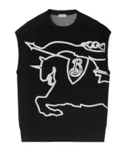 logo-knit gilet S,M Black/Chalk