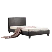 King Single PU Leather Bed Frame Brown