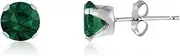 [Designer Inspirations Boutique] EMERALD GREEN Classic Brilliant Round Cut Cubic Zirconia (CZ) Sterling Silver Birthstone Stud Earrings/Ear Studs for Women Ladies Girls - 2MM 3MM 4MM 5MM 6MM 7MM 8MM 9MM 10MM 11MM 12MM