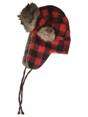 Mossimo Womens Red & Black Buffalo Plaid Flannel Trapper Hat