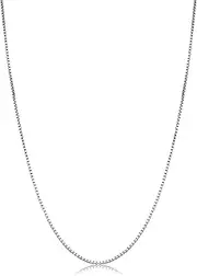 [Kooljewelry] 14k White Gold Venetian Box Chain Necklace for Women (0.6 mm, 0.7 mm, 0.8 mm or 1 mm) - Thin and Lightweight