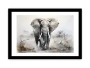 Grey Elephant Framed print Art Poster