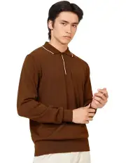 [Ben Sherman] Tipped Merino Polo Shirt in Brown