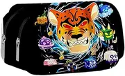 Creative Fruits Flap Pencil Bag, Fruits Multi-Functional Stationery Case Fruits Kids Cartoon Pencil Bag Large Capacity With Compartment Student Stationery Bag Cosmetic Bag, Black