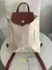 Longchamp Le Pliage Original M Foldable Backpack paper white with brown leather