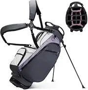 T Winsology Pure Series Easy to Clean PU Leather Golf Stand Bag with 14 Way Dividers, Towel Ring with Built-in Bottle Opener, Magnetic Pocket, Cooler for Mens & Womens