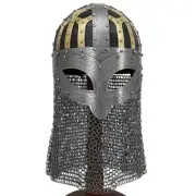Medieval Viking Combat Helmet with Chainmail Authentic Battle Protection 18g