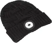 [Healeved] 1Set Knitted Hat with LED Light Lightweight Portable Creative Beanie for Outdoor Running Cycling Comfortable Warm Design for Night Activities Black